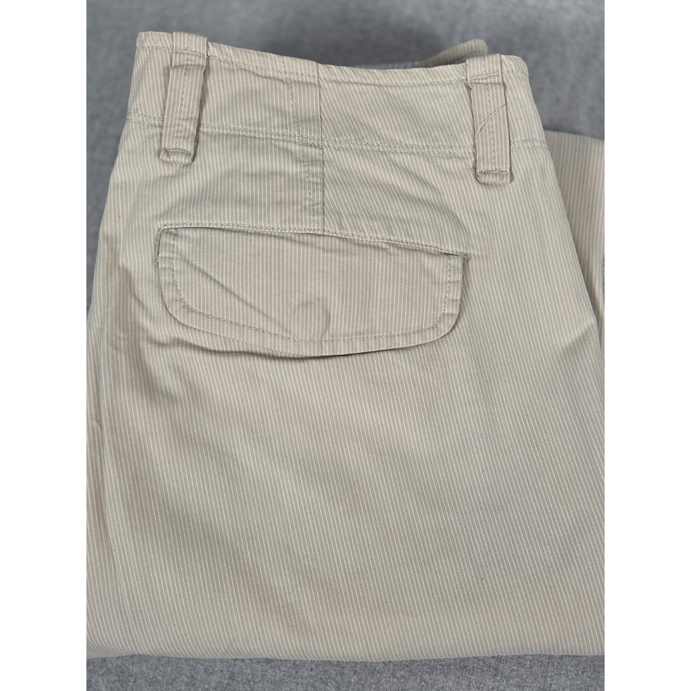 Gap Beige Chino‎ Pants Men's 32x32 Solid Stripe Flap Pockets Straight Leg Flat